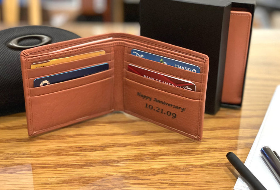 Men's Bifold Wallet - Walnut Leather - Custom personalization!