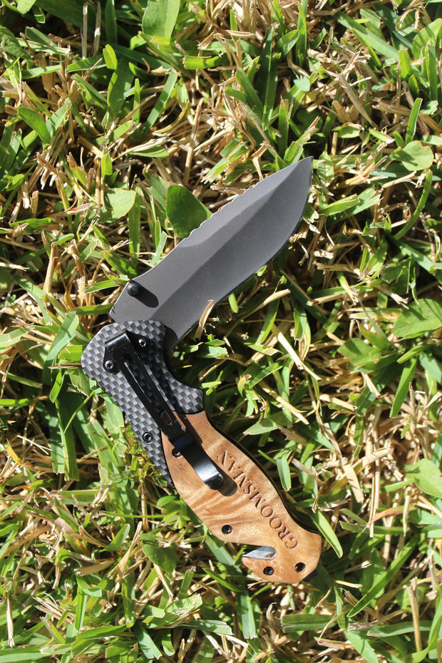Engraved Knife Carbon Fiber Custom Belt Clip Knife, Personalized Blade –  BoutiqueMemories